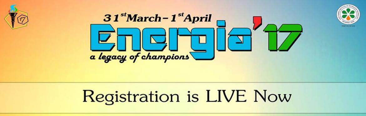 Book Online Tickets for Energia, Jais.  
\'ENERGIA\' is a national level intercollegiate annual Sports fest of Rajiv Gandhi Institute of Petroleum Technology ( it has been set up through an Act of Parliament by the Ministry of Petroleum and Natural Gas in 2007, and has been accorded 