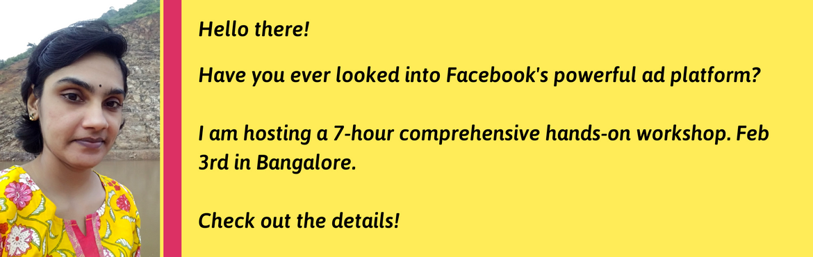 Book Online Tickets for Advertising on Facebook - A hands-on Wor, Bengaluru. Even the best of the best Facebook pages have only 2 to 8% of organic reach.
That doesn\'t mean Facebook is not working for businesses. It means it should restrategize. 
Until Facebook has 1.03 Billion daily active users, Facebook is a boon for 