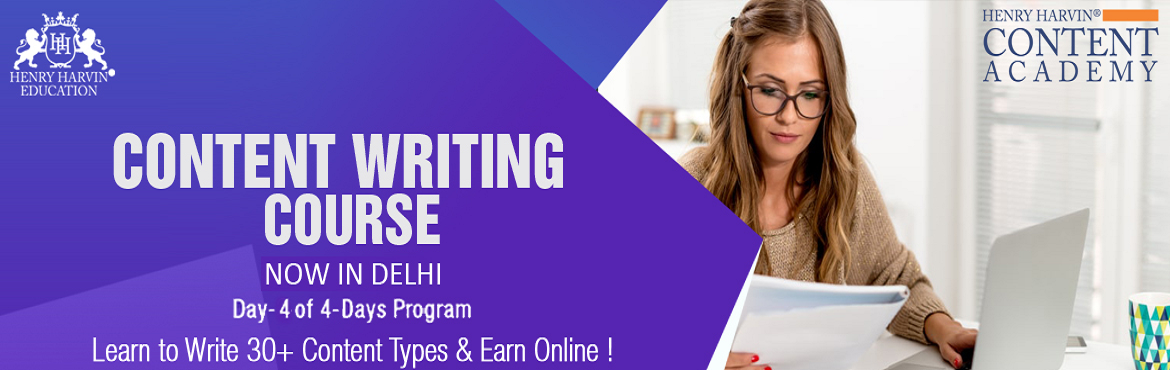 Book Online Tickets for Content Writing Course by Henry Harvin E, New Delhi. Henry Harvin Education introduces 8 hours Classroom Based Training and Certification course on content writing creating professional content writer, marketers, strategists. Gain Proficiency in creating 30+ content types and become a Certifi
