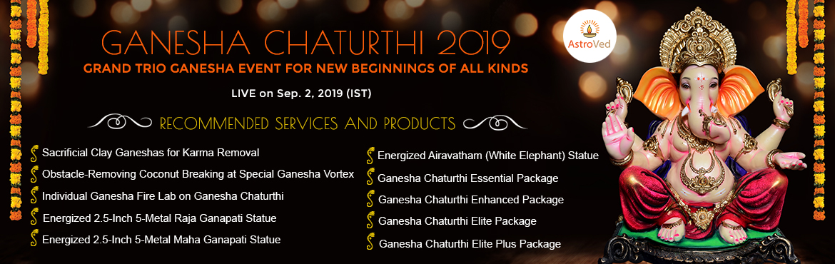 Book Online Tickets for Ganesh Chaturthi - Vinayagar Chaturthi 2, Chennai. Ganesh Chaturthi Festival
Ganesha Chaturthi, September 2, 2019 (IST) marks the birthday of Lord Ganesha. It is one of the most important power times in the year to welcome Ganesha, the Lord of fortune and wisdom, into your life and receive his blessi
