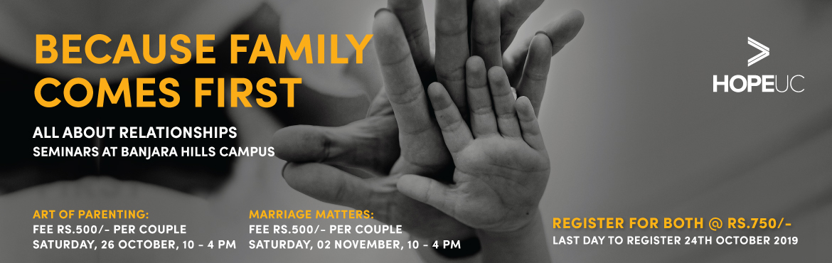 Book Online Tickets for Marriage Seminars | HopeUC, India, Hyderabad. Marriage Seminar:&nbsp;Healthy marriages lead to healthy individuals and families, which in turn lead to a healthier church. Too often, though, marriage goes on the backburner due to the pressures of life, their urgencies crowding out that which is t