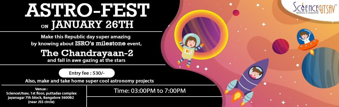 Book Online Tickets for ScienceUtsav Astro Fest : Fun Science Wo, Bengaluru. ScienceUtsav has a long history of providing interactive and engaging hands-on workshops.

Now, we are back with an exciting event for kids - The Astro-Fest.


&nbsp;


We are proud to offer another exciting event, Astro-Fest &ndash; an enriching opp