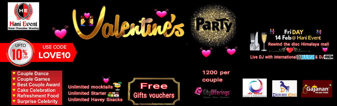 Book Online Tickets for Biggest Valentines Day Party Ahmedabad, Ahmedabad. Biggest valentines day party Ahmedabad
...... Firing The Floor.....
&nbsp;DJ HARSH,REN,vedvi soni,Live DJ,
Couple Dance
Couple Games
Unlimited mocktails
Unlimited Food
Cake celebration
Surprise Celebrity
Gift vouchers & More&nbsp;
COUPLE&nbsp; 12