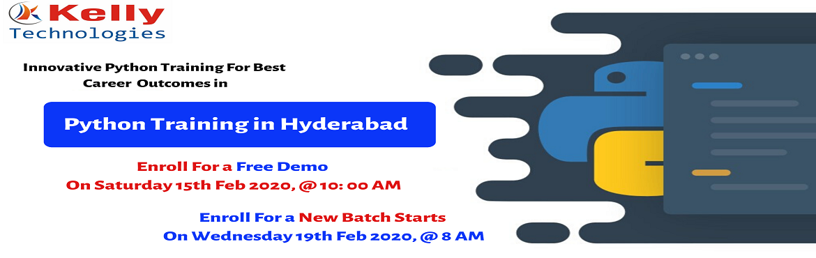 Book Online Tickets for Attend Python Free Demo Session On 15th , Hyderabad. About The Demo:
Kelly Technologies is now conducting Free Python Demo in Hyderabad under the supervision of Python programming real-time industry experts. Attending this demo will be a lot helpful for the Python programming career enthusiasts as they