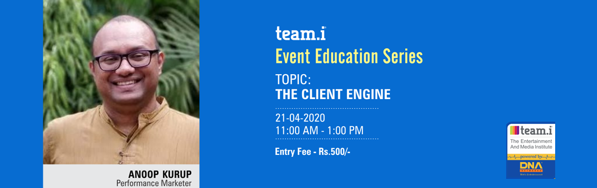 Book Online Tickets for The Client Engine By Anoop Kurup, . Anoop Kurup is a performance marketer, who believes that marketing should deliver measurable results.
He is a Chemical Engineer who became a plastics researcher and moved on to developing future technologies. Then one day in 2009 the entrepreneurial 