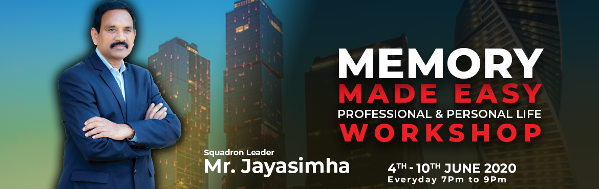 Book Online Tickets for Memory Made Easy Professional and Person, . Memory Workshop (Exclusively For Professionals & Adults) What can you expect? (Key Takeaways for professionals)
1. Memorize key points, speeches, bank details, names and faces of people, and more.
2. Overcome absent-mindedness
3. Erase bad memori