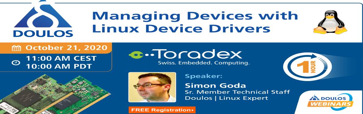 Book Online Tickets for Webinar: Managing Devices with Linux Dev, . &nbsp;
In this webinar we investigate the why and how of managing peripheral devices in an Arm-based embedded Linux system. Although this is a huge and complex subject area, we can still introduce some of the key concepts and start to appreciate the 