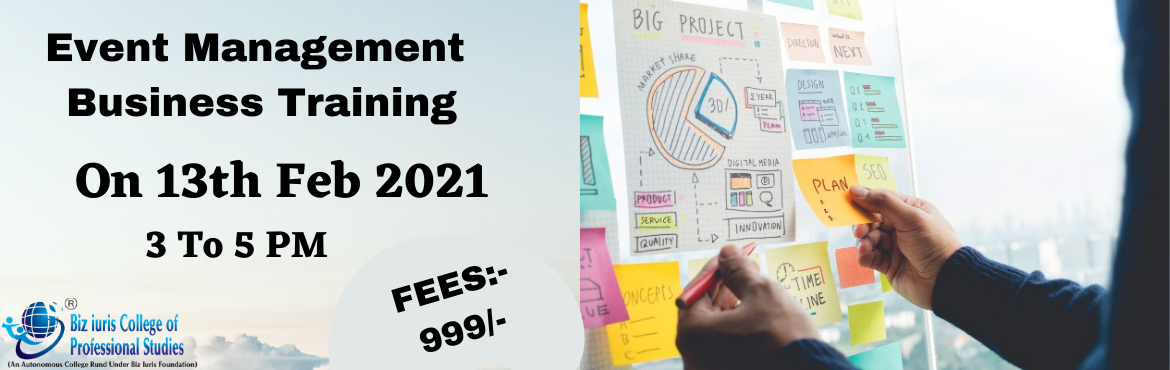 Book Online Tickets for Event Management Business Training, Pune. &nbsp;Event Management Business training.
&nbsp;Topics will Cover:-

How to start your own event management business.
Doing market research, Business Plan & SWOT analysis
Business set- up, Documentation & required licensing.
Resources, Networ