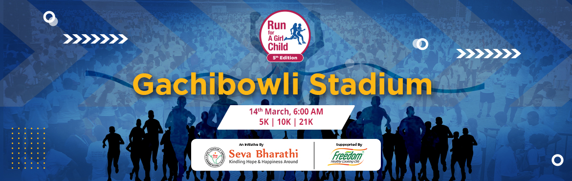 Book Online Tickets for Run for a Girl Child - Gachibowli, Hyderabad. Run for a Girl Child announces the annual fund raiser for the girls in slums. Amidst challenges in 2021 due to COVID19, 5th Edition of Run for a Girl Child will be held in Gachibowli stadium on 21st March 2021.&nbsp;
