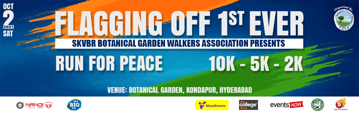 Book Online Tickets for Run For Peace 2021, Hyderabad. Run for Peace Objective:
 Man is losing enormously in personal life with the perpetual thoughts of achieving what he desires.He is repenting after achieving his goals by realising what he lost during the course.This is the every modern man\'s anguish