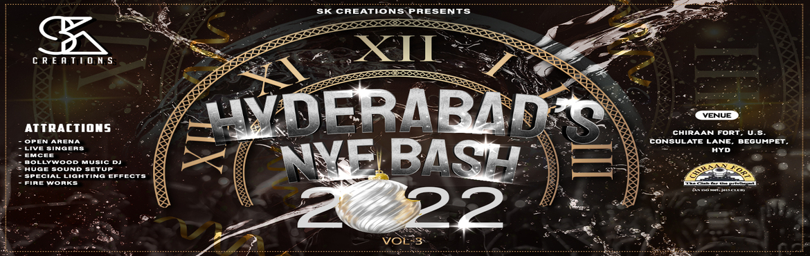 Book Online Tickets for HYDERABADS  NYE BASH 2022 (OPEN AIR), Secunderab.  
According to Government norms, only Double vaccinated people are allowed

About The Event
Take your New Years Eve celebration to the max and spend the night partying with Hyderabad\'s popular event management team SK CREATIONS! Drive with us t