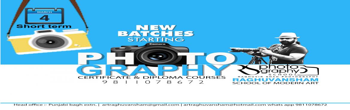 Photography Certificate and Diploma Course, West Delhi Book Online Tickets for Photography Certificate and Diploma Cour, West Delhi.
Dear Students RS Photography School is starting PHOTOGRAPHY NEW BATCHES for short term from 4th MARCH FRIDAY onwards. Classes will be taken by RAGHUVIR SIR. In Punjabi Bagh Centre.