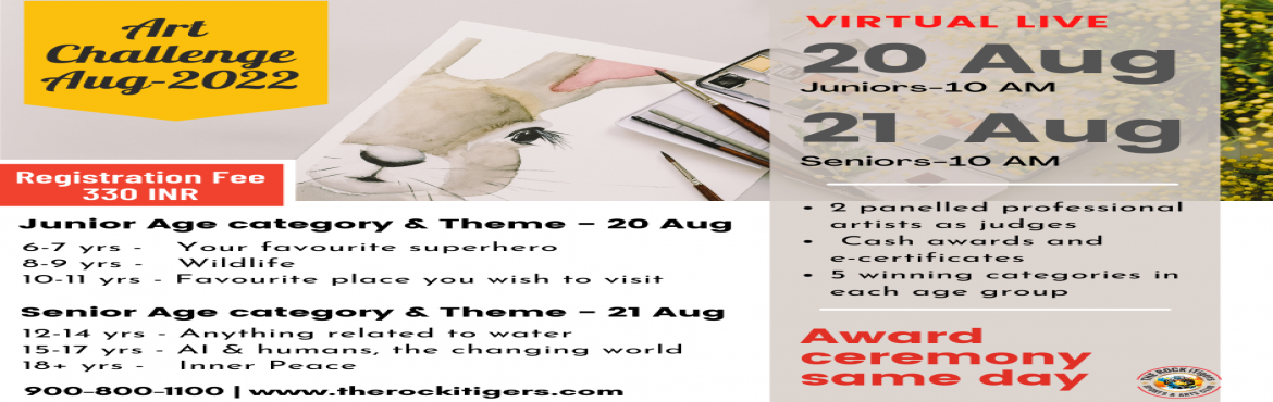 Book Online Tickets for TRIT Art Challenge- Juniors Aug 20, 2022, . &nbsp;
Join us for this much awaited annual Art Challenge and bring your imagination to life!
&nbsp;
Features :
&nbsp;

Professional artists as judges
Cash awards and certificates
Winner\'s art will be displayed through out our fb pages and website
5