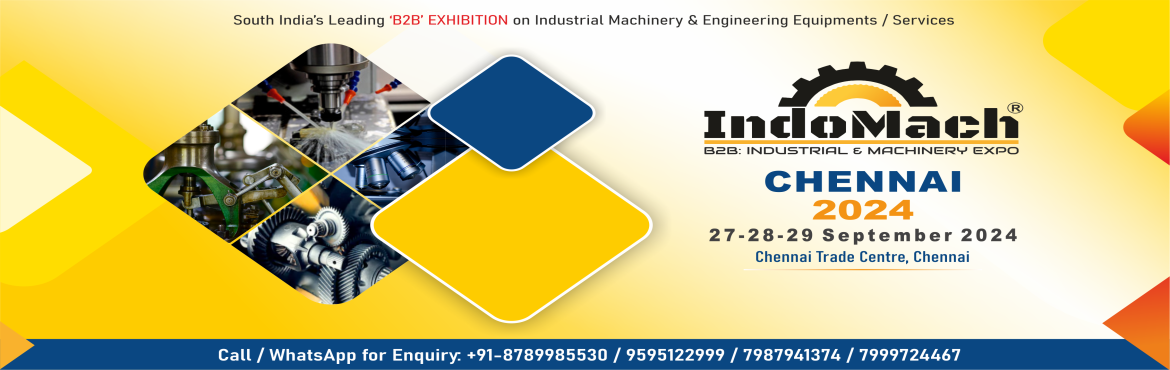 Book Online Tickets for INDOMACH CHENNAI 2024, Chennai. About The Show:
“INDOMACH CHENNAI 2024” Expo is a leading industrial Machinery and Engineering Show and Showcase of Engineering Products and Services, Heavy and light Machines, Machinery Equipment and accessories, Tools and Part Tech