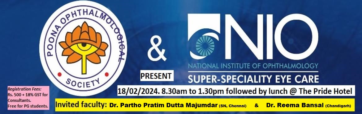 Book Online Tickets for UVEITIS SYMPOSIUM, Pune. Dear Friends,
POONA OPHTHALMOLOGICAL SOCIETY jointly with NATIONAL INSTITUTE OF OPHTHALMOLOGY present UVEITIS SYMPOSIUM. 
6th Clinical meeting will also be held during the Uveitis symposium.
Details as below.
CME: Uveitis Symposium
Day: Sun