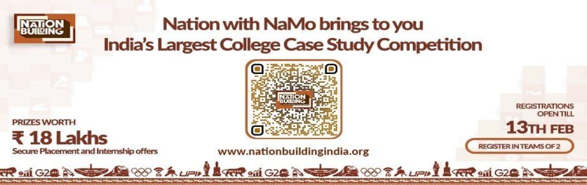 Book Online Tickets for NationBuilding, . NationBuilding, India&rsquo;s largest college case study competition is an annual event designed to engage the youth in the nation-building process by working on some of the most pressing issues facing India. Participants will dive into a 2-month ext