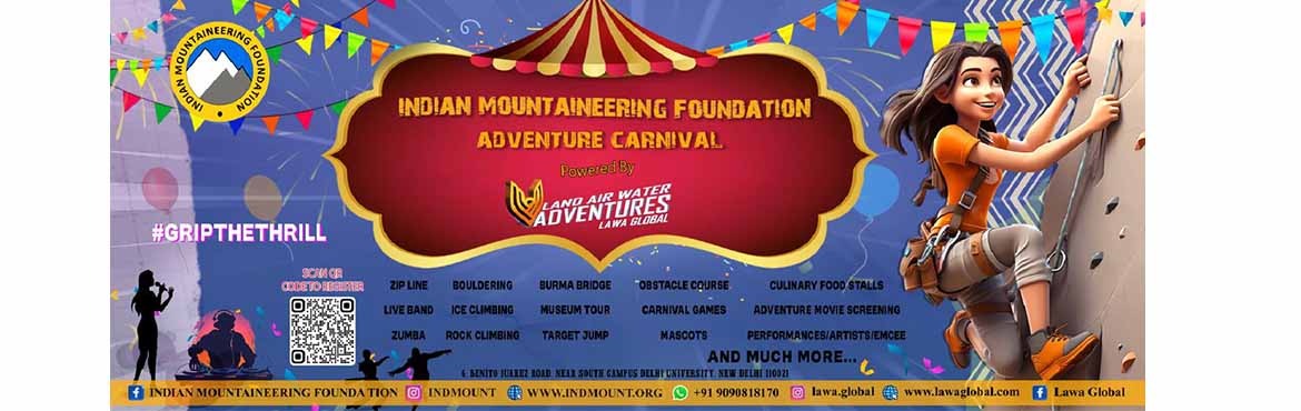 Book Online Tickets for Join us for an unforgettable experience , New Delhi. Get ready for an epic day of adventure and fun! ???? Join us at the IMF Adventure Carnival in New Delhi and experience thrilling activities like:
&nbsp;Target Jump
Zip LineRock ClimbingIce ClimbingObstacle CourseLive PerformancesDelicious Food Stalls