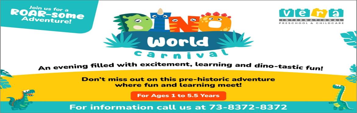 Book Online Tickets for Dino World Carnival, Bangalore. Event Highlights:T-riffic Egg QuestDino-mite Music & MovementFossil Finders Clay ModellingBouncy CastleDino Photo Booth & TattoosFood and much more!Age Group: For children aged 1 to 5.5 yearsEntry Fee: ₹250 per child Special Offer: Bring a 