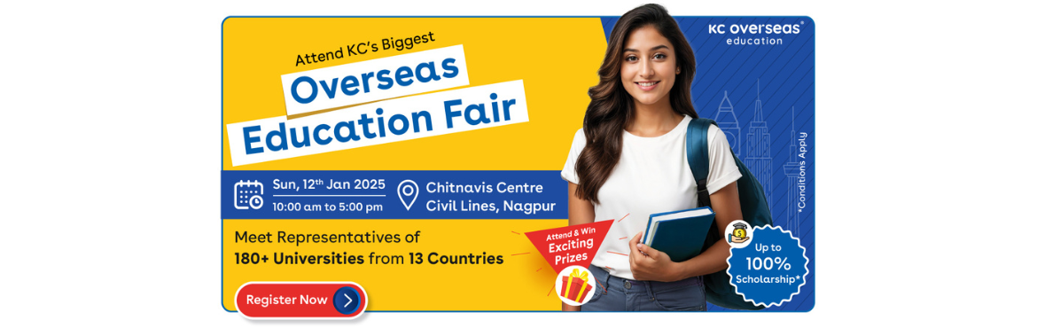 Book Online Tickets for Attend KCs Overseas Education Fair in Na, Nagpur. Looking to study abroad? Meet top university representatives and explore programs,&nbsp; scholarships and career opportunities at the&nbsp;Overseas Education Fair in Nagpur!

Date: 12/01/2025
Venue: Chitnavis Centre Civil Lines Nagpur

⏰ Time: 10:0