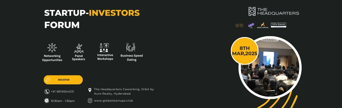 Book Online Tickets for Startup Investors Forum Hyderabad 2025, Hyderabad.  Startup Investors Forum Hyderabad 2025
 

Welcome to Startup-Investors Forum where innovation meets opportunity. Join us for a dynamic exchange of ideas networking with visionary entrepreneurs and forging partnerships with savvy investors.