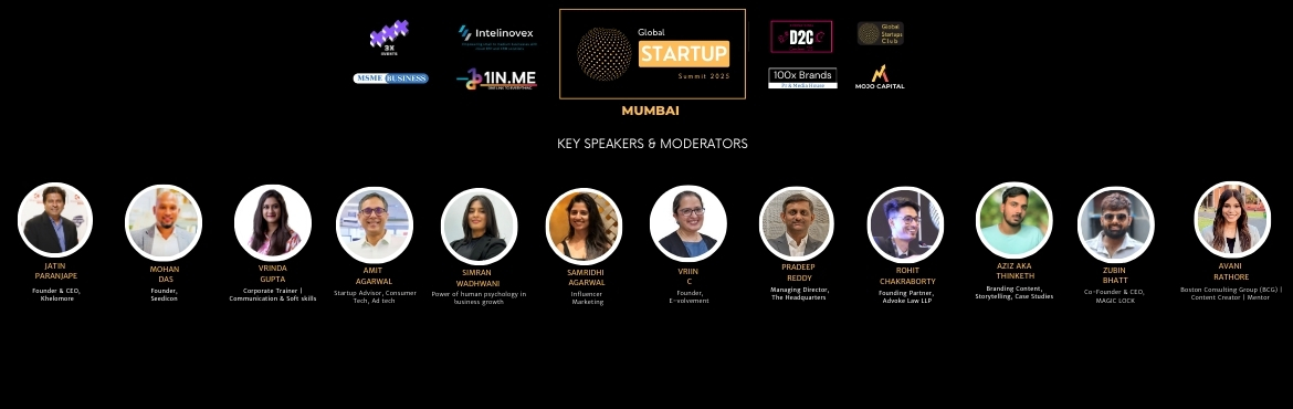 Book Online Tickets for Global Startup Summit Mumbai , Mumbai. &nbsp;
Global Startup Summit Mumbai is an initiative to connect the startup community for collective networking and progress. It is a platform to encourage the Indian startup ecosystem and an initiative to bridge the gap between startups and investor