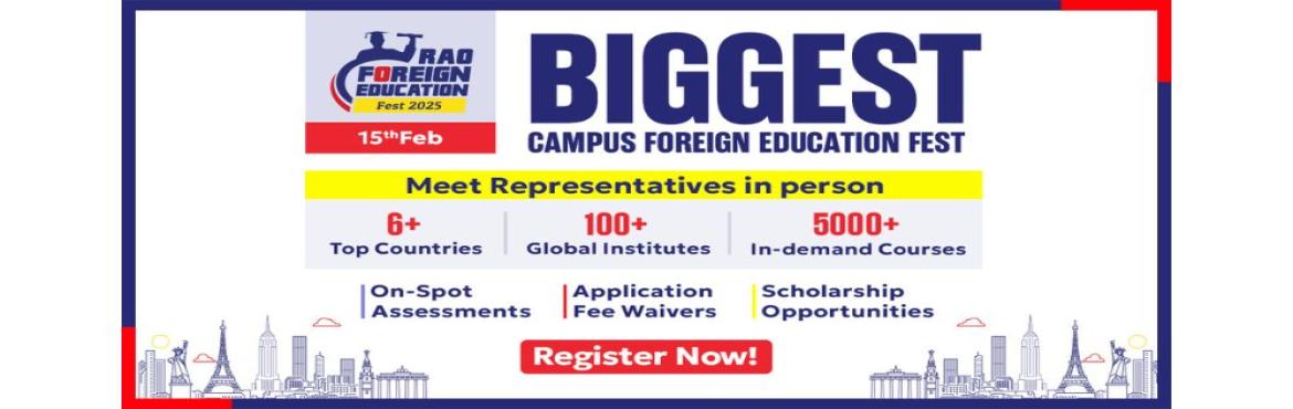 Book Online Tickets for Rao Foreign Education Fest 2025, Ahmedabad. &nbsp;????✨ Gujarat\'s Biggest Campus Foreign Education Fest is Here! ✨????
Join us at Rao Foreign Education Fest 2025 to meet representatives from 100+ top global institutes and build your study abroad roadmap!
???? What&rsquo;s in it for you?
�