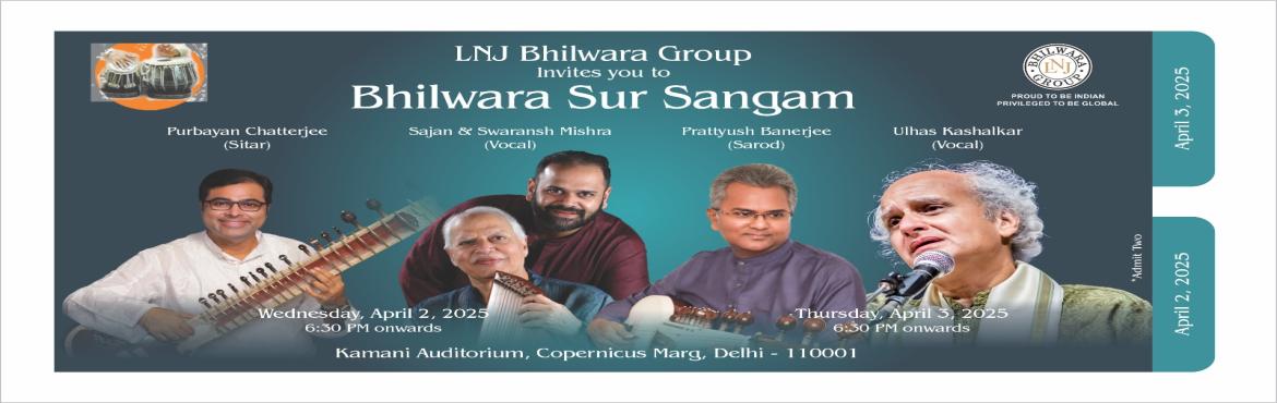Book Online Tickets for Bhilwara Sur Sangam 2025 || 12th Edition, New Delhi. This two-day classical music festival brings legendary Indian classical artists every year and elevates the spirit of India\'s rich heritage and culture.
This year’s artists include Purbayan Chatterjee (Sitar), Pt. Sajan and Swaransh Mishra (Voca