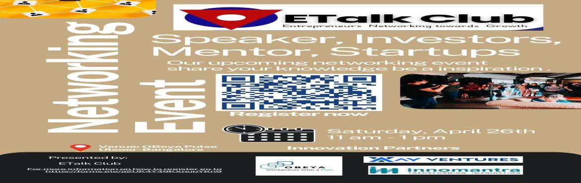 Book Online Tickets for Talk Tea Meet Networking, Bengaluru.  
Join us for an exciting evening of networking, learning, and growth! This event is specifically designed for startups and professionals looking to connect with like-minded individuals and gain valuable insights.

Meet fellow entrepreneurs, investo