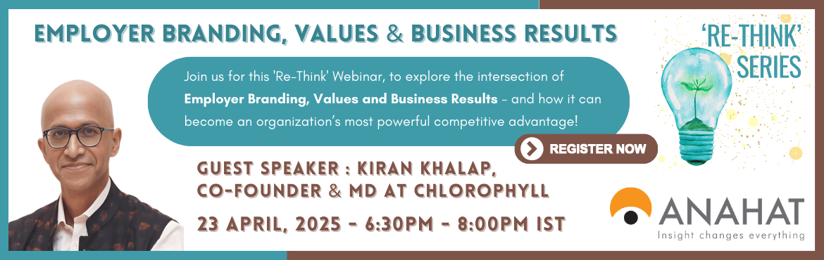 Book Online Tickets for Re-Think Webinar - Employer Branding, Va, . 

Click here to register for free.


About the Session :


In 2004, Facebook reached one million subscribers. \'Fred\' on YouTube reached one million in 2009. Consider these milestones the democratisation of publishing of opinion. These events, signa