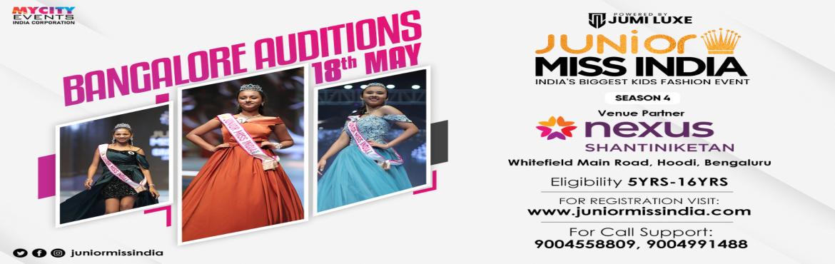 Book Online Tickets for JUNIOR MISS INDIA SEASON 4 - BANGALORE A, Bengaluru.  
👑 Lights, Camera, Crown - Bangalore Be Ready! ✨Junior Miss India Season 4 is rolling into Bangalore and it\'s time for your little diva to shine! 💃🌟
💃 Date – 18th May 2025📍 Venue: Whitefield Main Road, Hoodi, Bengaluru⏰Time : 