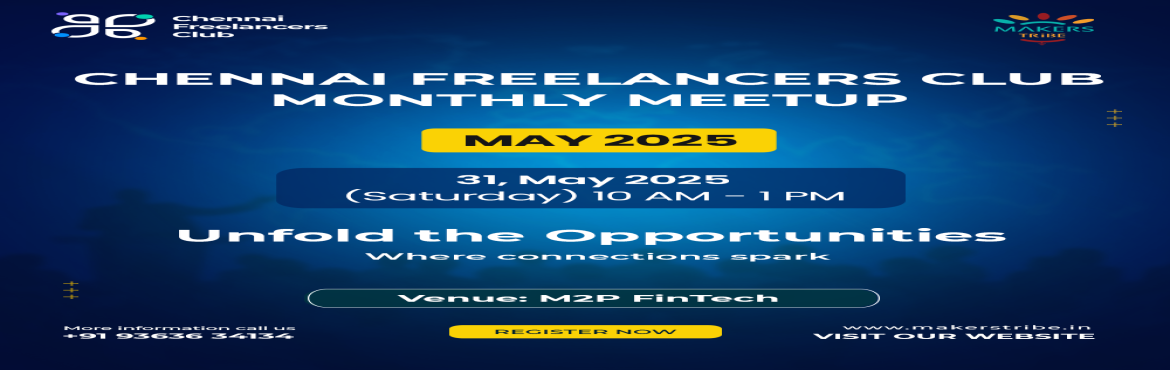 Book Online Tickets for Chennai Freelancers Club Monthly Meetup , Chennai. 
Chennai Freelancers Club is a community of Freelancers, Entrepreneurs, Self-employed and Remote Workers co-working independently. Some of us are new, while others may have years of experience to share. We’re a friendly, welcoming Tribe. We are 35,