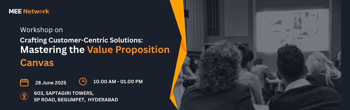 Book Online Tickets for Workshop on Crafting Customer-Centric So, Hyderabad. 
Brief:Join this hands-on workshop to learn how to use the Value Proposition Canvas to deeply understand your customers and design products or services that directly solve their problems and fulfill their needs. Perfect for innovators, marketers, and
