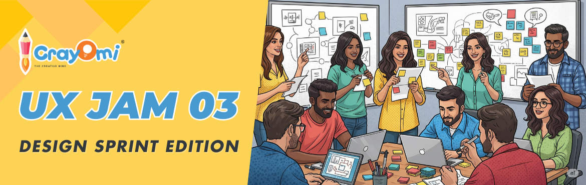 Book Online Tickets for Crayomi UX Jam: Design Sprint Edition, Pune.  Think fast. Design smarter - jam like a pro. 
What’s This?
This is not a class.This is not a webinar.This is a 4-hour design jam where you team up, think on your feet, and solve a real-world problem in the messiest, most creative way possible.Yo