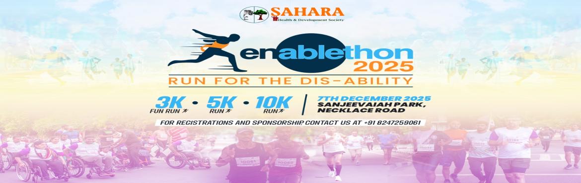 Book Online Tickets for ENABLETHON 2025 3rd Edition (Run for the, Hyderabad. 
ENABLE-A-THON 2025 – Run for the Dis-Ability
3rd Edition | World Disability Day Special
Date: 7th December 2025
Venue: Inside Sanjeevaiah Park, Hyderabad

Have you ever wanted to help someone but didn’t know how? Have you dreamed of running fo