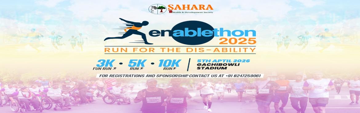 Book Online Tickets for ENABLETHON 2025 3rd Edition (Run for the, Hyderabad. 
ENABLE-A-THON 2025 – Run for the Dis-Ability
3rd Edition | World Disability Day Special
Date: 5th December 2026
Venue: Inside Sanjeevaiah Park, Hyderabad

Have you ever wanted to help someone but didn’t know how? Have you dreamed of running fo