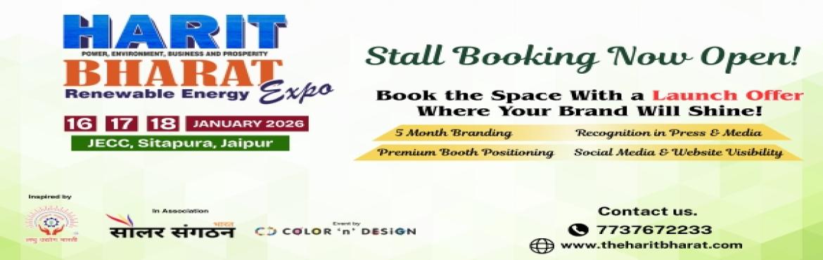 Book Online Tickets for HARIT BHARAT RENEWABLE ENERGY EXPO, Jaipur. Harit Bharat Expo – Towards a Sustainable Future

 Event Highlights

Exhibition of Solar Pannel, Structure, Inverter, Transformer, Components, Electric Vehicle, Wind Energy, Green Hydrogeon, Waste to Energy, Agri Technology, eco-friendly products 