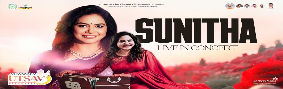 Book Online Tickets for Sunitha Live In Concert - Vijayawada Uts, Vijayawada.  Get ready for a soulful evening with the ever-melodious Singer Sunitha, whose magical voice has touched millions of hearts across Telugu cinema and music. As part of Vijayawada Utsav – The World’s Biggest Festive Carnival | One City One Celebra