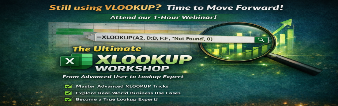 Book Online Tickets for The Ultimate XLOOKUP Workshop, Chennai. Topics Covered :
1.    Introduction to Dynamic Arrays in Excel2.    Limitations and Drawbacks of VLOOKUP3.    Introduction to XLOOKUP: The Modern Replacement4.    How XLOOKUP Fully Replaces VLOOKUP and HLOOKUP5.    Retrieving Data from the 