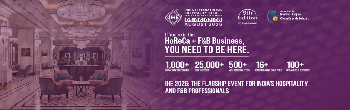 Book Online Tickets for India International Hospitality Expo 202, Greater No. 
India International Hospitality Expo 2026 is a premier B2B trade exhibition for the hospitality industry, bringing together hotels, restaurants, food service professionals, chefs, suppliers, and technology providers. The expo showcases the latest in