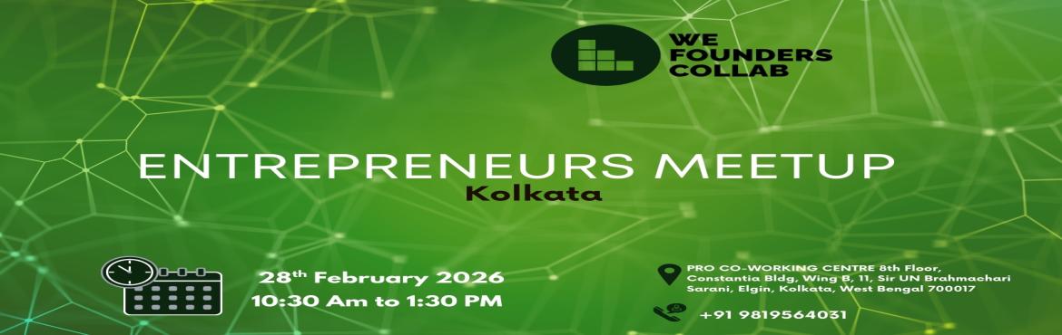 Book Online Tickets for Entrepreneurs Meetup by We Founders Coll, Kolkata. 

Entrepreneurs Meetup by We Founders Collab kolkata 2026

Entrepreneurs Meetup by We Founders Collab kolkata 2026

Entrepreneurs Meetup powered by We Founders Collab is a vibrant gathering designed exclusively for entrepreneurs seeking networking op