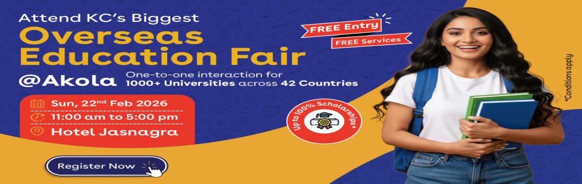 Book Online Tickets for KCs Biggest Overseas Education Fair Akol, akola.  
Akola! Get Ready for KC\'s Biggest Overseas Education Fair & unlock global education opportunities right in your city!
Unlock global education opportunities right in your city!
✅ One-on-one guidance for 1,000+ universities across 42 countrie