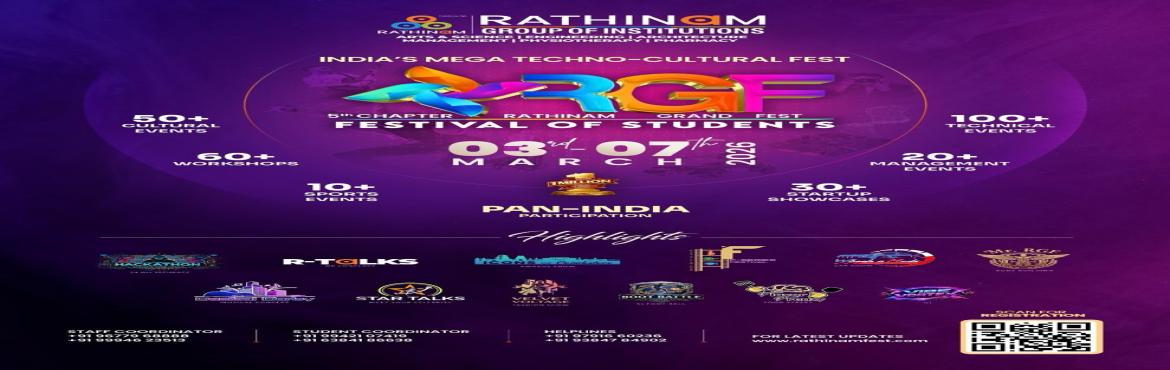 Book Online Tickets for RATHINAM GRAND FEST, Coimbatore. p.p1 {margin: 0.0px 0.0px 0.0px 0.0px; font: 12.0px Helvetica}
STAFF COORDINATOR
+91 96779 68888
+91 99946 23513
STUDENT COORDINATOR
+91 99421 07419
+91 63841 86638
HELPLINES
+91 97916 60236
+91 93847 84902
FOR LATEST UPDATES
www.rathinamfest.com