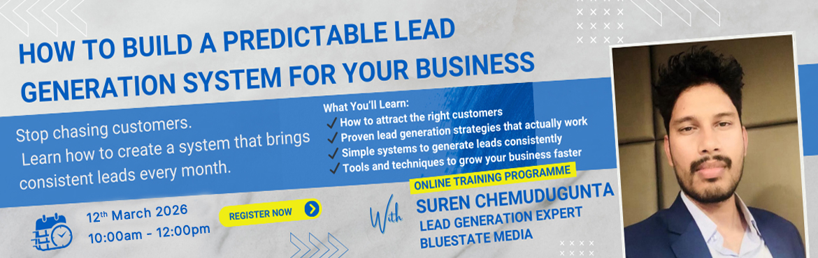 Book Online Tickets for Predictable Lead Generation for your Bus, . 
Most businesses try different marketing activities—social media posts, ads, promotions—but still struggle to generate consistent enquiries. The real problem is not the lack of marketing efforts, but the absence of a clear marketing system.
In th