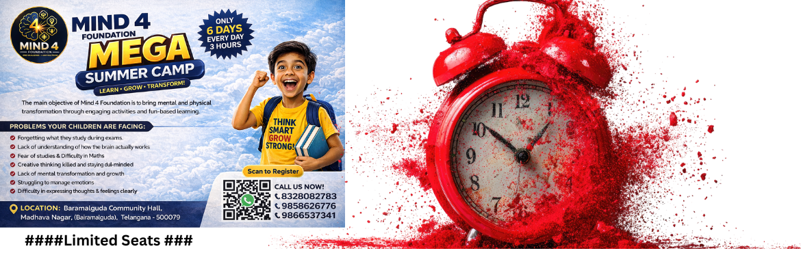 Book Online Tickets for MEGA SUMMER CAMP  Make Your Child Confid, Kharmangha. 









MEGA SUMMER CAMP👉 Make Your Child Confident, Smart & Focused in Just 6 Days!
🟡 6 Days | 3 Hours Daily🟡 Limited Seats Only

🚨 PROBLEM (Emotional Trigger)
Is Your Child Facing These?
✔ Forgetting what they study✔ Fear of e