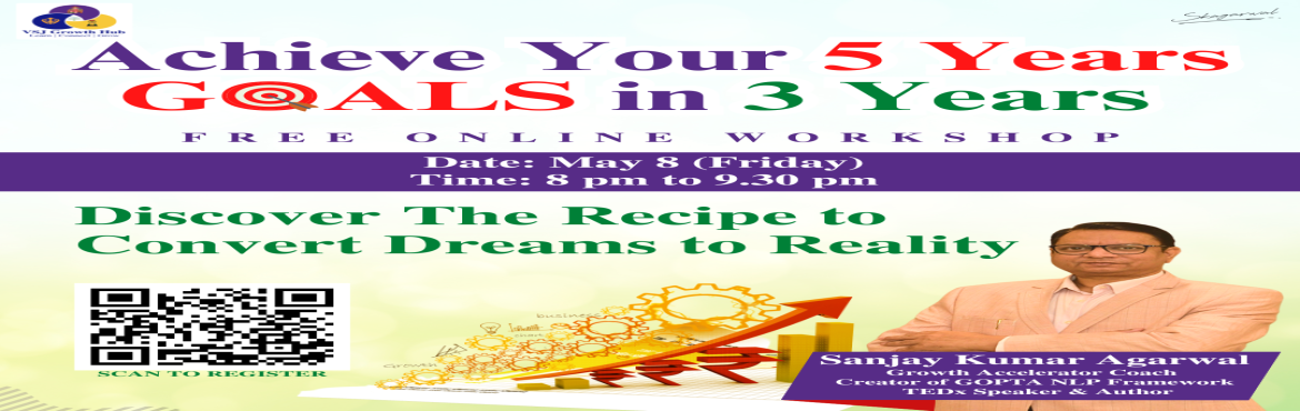 Book Online Tickets for Achieve Your 5 Years Goals in 3 Years FR, .  
’Achieve Your 5 Years Goals in 3 Years’ FREE Online Workshop- Discover the Blueprint to Convert Dreams to Reality.
Most people don’t lack dreams… they lack a system. 
In this FREE LIVE Masterclass, you will discover the ’Dreams to Reali
