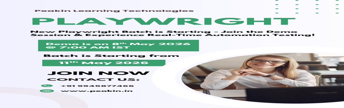 Book Online Tickets for Playwright Online Training by Industry E, . 
Join our upcoming Playwright Training Program by Peakin Learning Technologies and gain hands-on experience in real-time automation testing.
🎯 This program is designed for:

Freshers & job seekers
Manual testers looking to upskill
Anyone inter