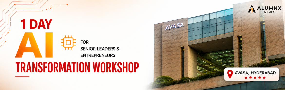 Book Online Tickets for AI Transformation Workshop, Hyderabad. 🚀 1-Day AI Transformation Workshop for Leaders & Entrepreneurs
In today’s rapidly evolving business landscape, AI is no longer optional — it’s a competitive necessity.
This hands-on, 1-day workshop is designed specifically for senior lea