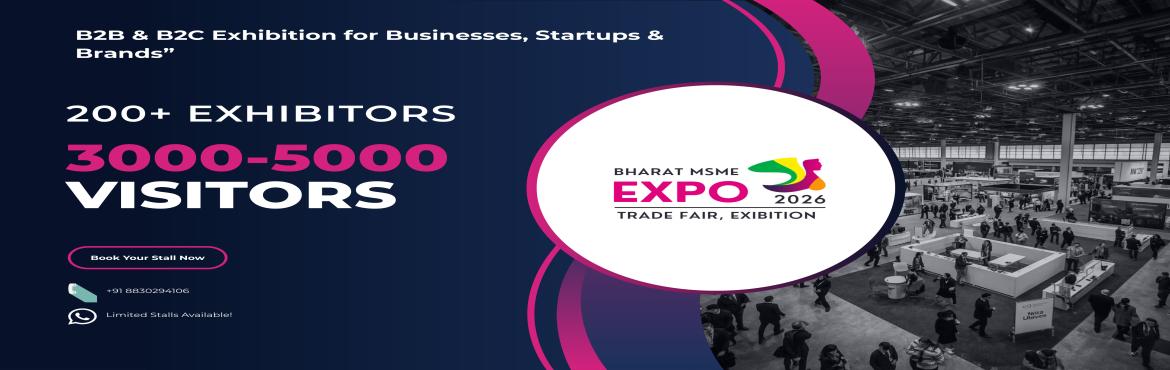 Book Online Tickets for BHARAT MSME EXPO AHMEDABAD , Ahmedabad.  
🚨 MSME, Startup & Franchise Owners Attention!
Kya aap apna business expand karna chahte ho?
👉 Bharat MSME Expo 2026 me milega:
✔ Direct Buyers & Business Leads
✔ Dealer / Distributor Network
✔ Face-to-Face Deals
✔ High-Qualit
