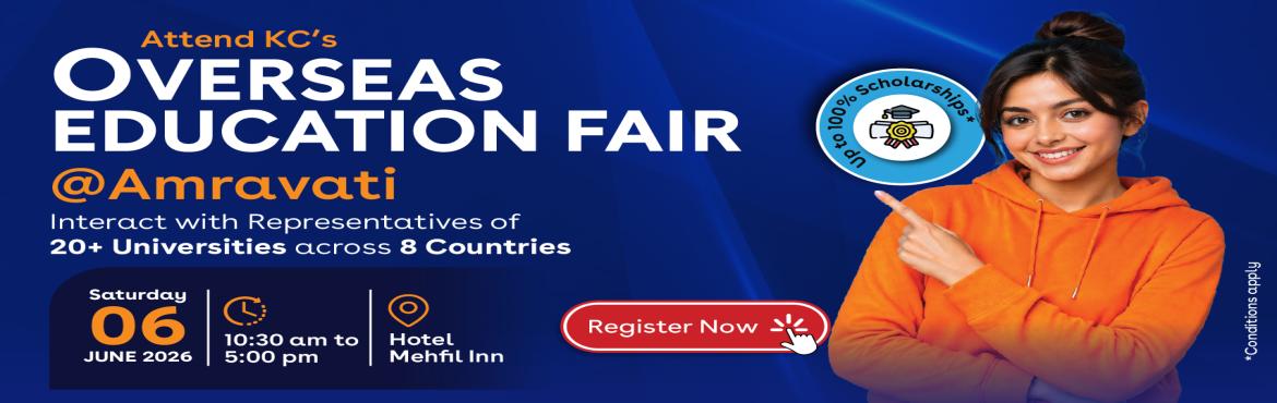 Book Online Tickets for KCs Biggest Overseas Education Fair in A, Amravati. 🎓 Ready to study abroad? Your global journey starts here!
Step into a world of global opportunities at KC’s Overseas Education Fair in Amravati. Meet representatives from 20+ universities, unlock scholarships, and get personalised guidance—all