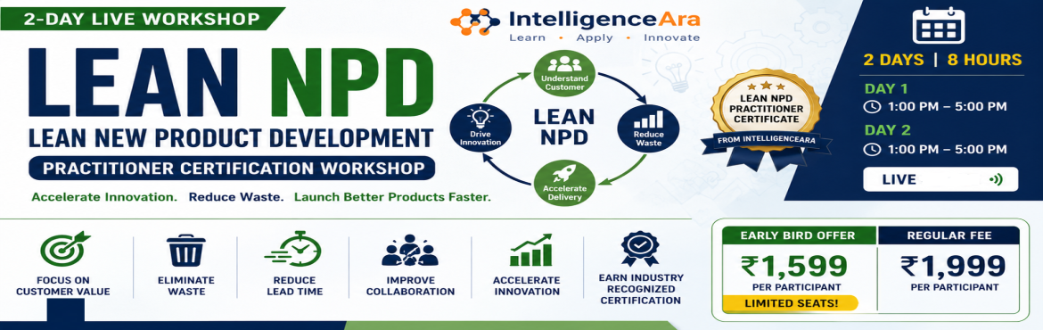Book Online Tickets for Lean New Product Development (Lean NPD) , RANGAREDDY. 
Accelerate Innovation. Reduce Waste. Launch Better Products Faster.
Organizer
Story Mantra & IntelligenceAra
Trainer

Senior Technology Leader with 20+ years of industry experience
Author of 15+ books
Holder of 7 patents
TEDx Speaker
Corporate T